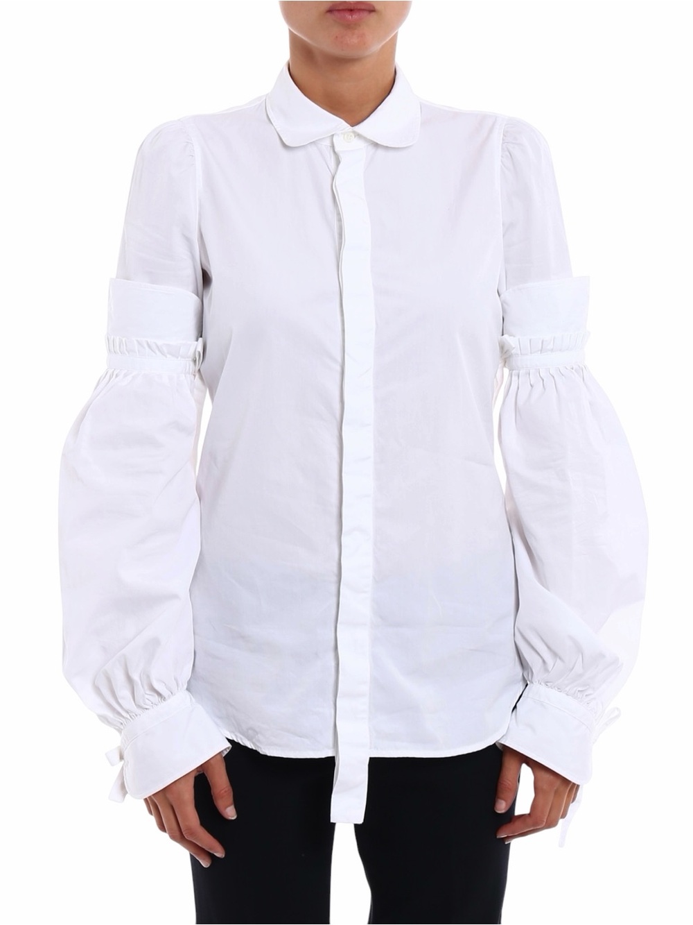 DSQUARED2 White Balloon-Long Sleeved Button Down Shirt .